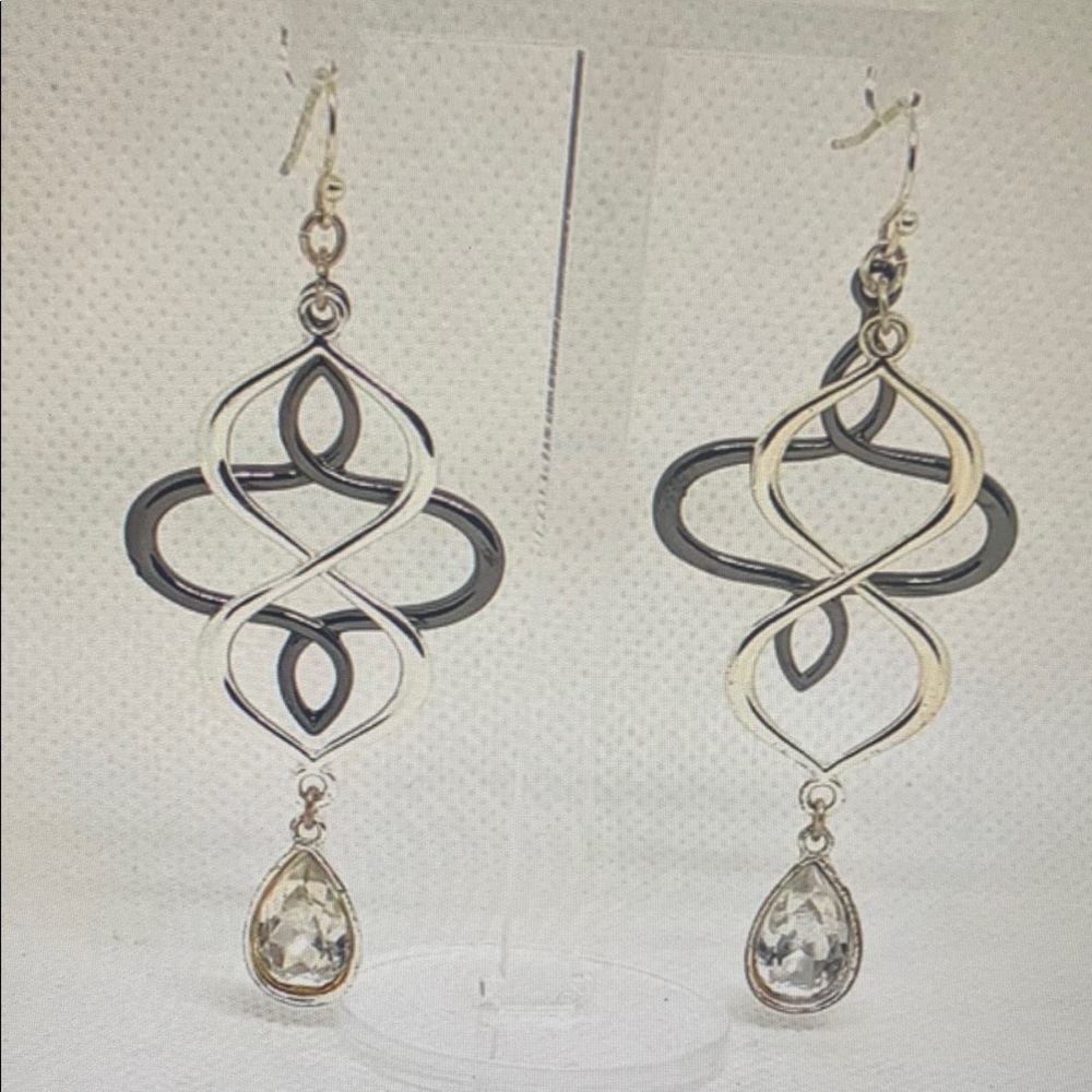 Elegant Silver and Black Dangle Earrings